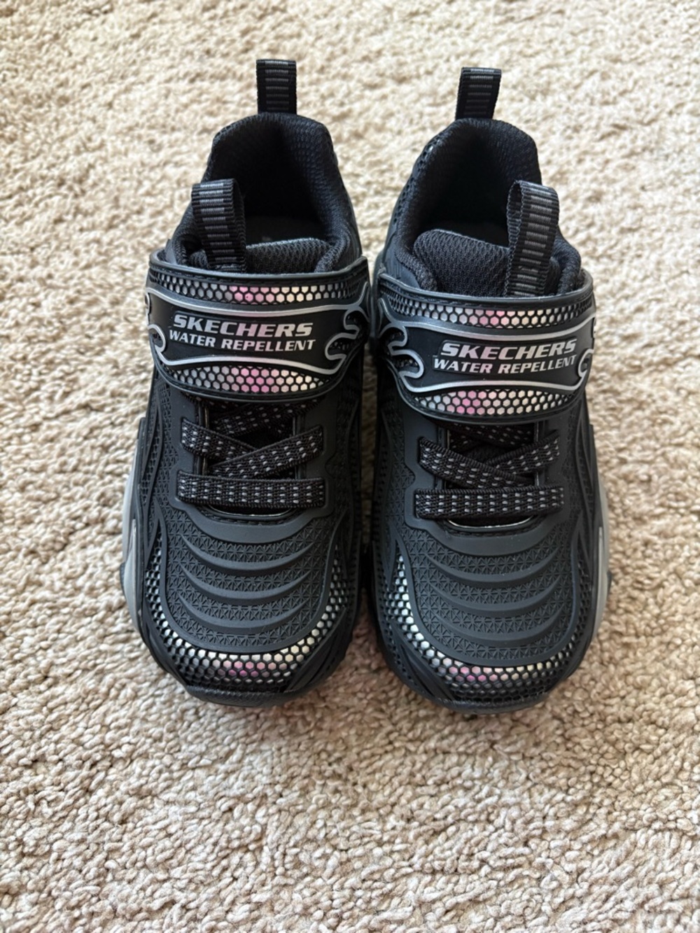 Skechers Kids Black Sneakers with Iridescent Accent